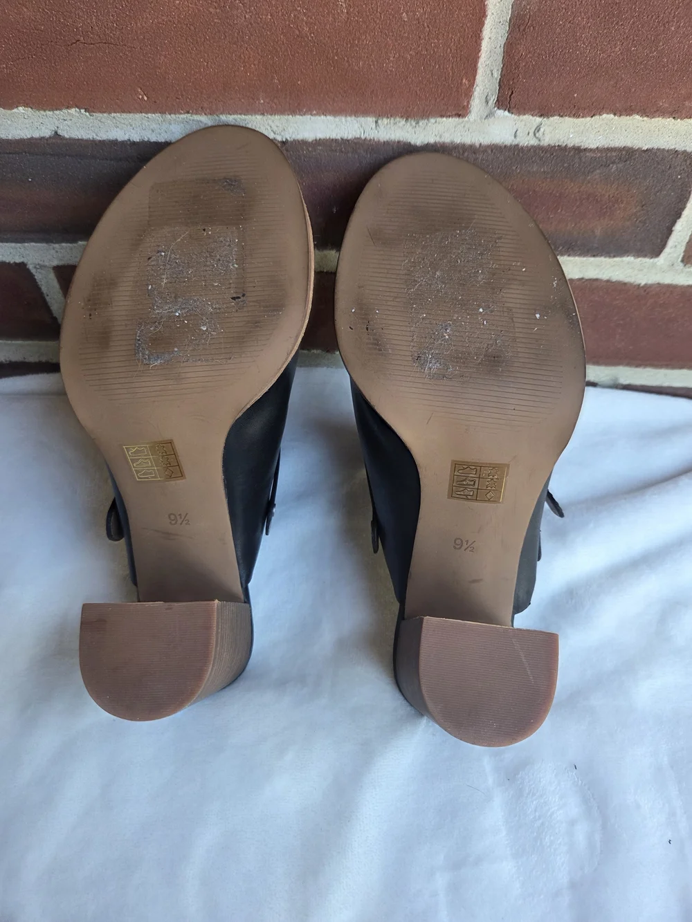 Madewell Black Leather Open-Toe Buckle Slide Heels